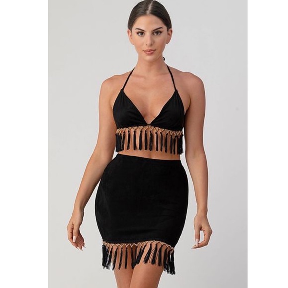 Suede Top with Fringe - Picture 2 of 3